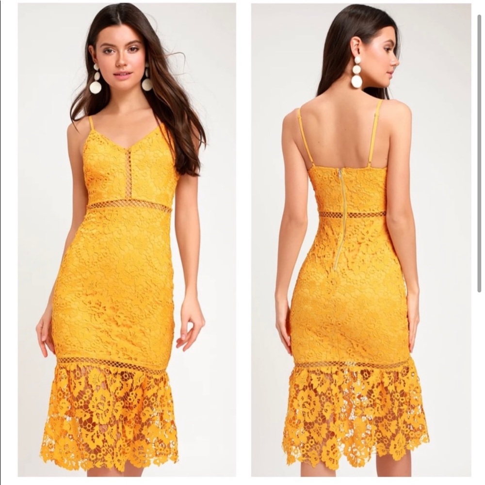 Lulus Yellow Lace dress